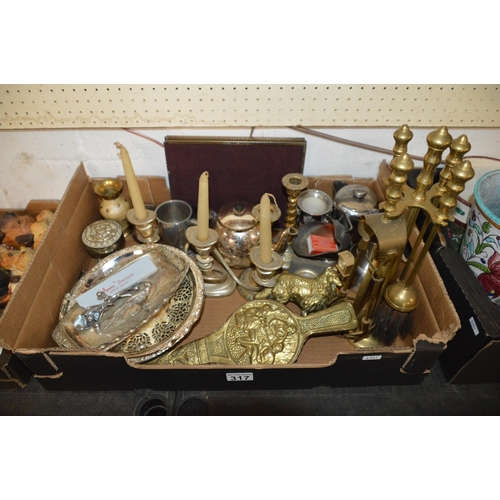 317 - box of brass items etc.