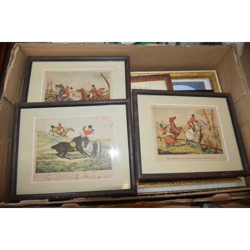 166 - box of framed pictures