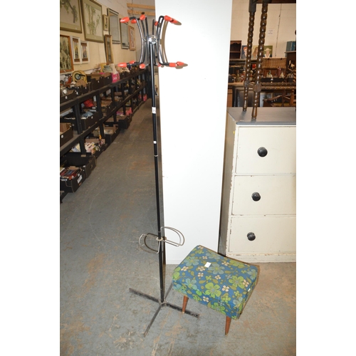 179 - sewing box & coat stand