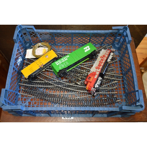 203 - crate of model trains & track