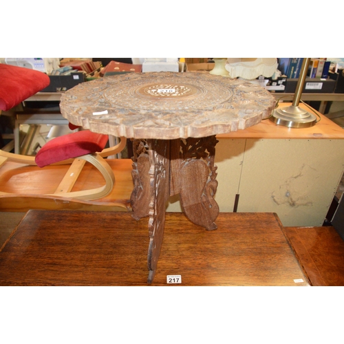 218 - carved wood folding table