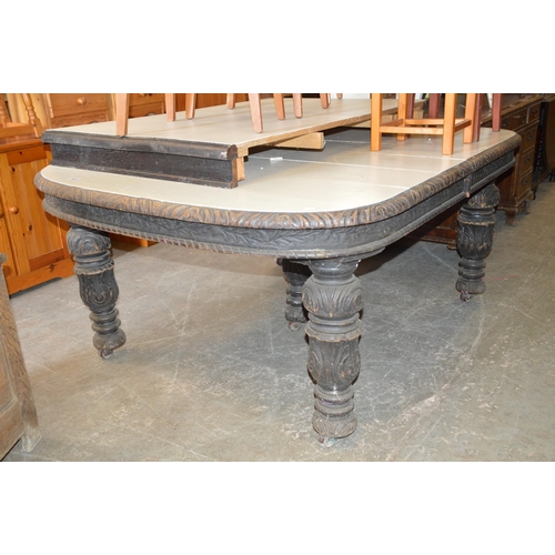 246 - carved wood (painted top) dining table