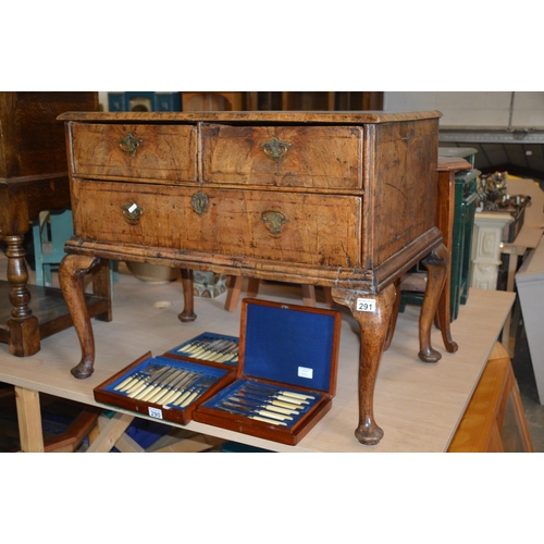 291 - walnut lowboy, circa 1720