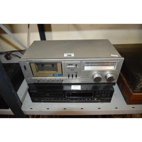 36 - sharp cassette deck & sony compact disc player