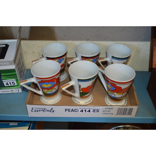 414 - 6 clarice cliff style mugs