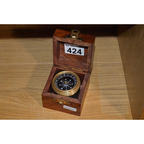 424 - wooden boxed compass