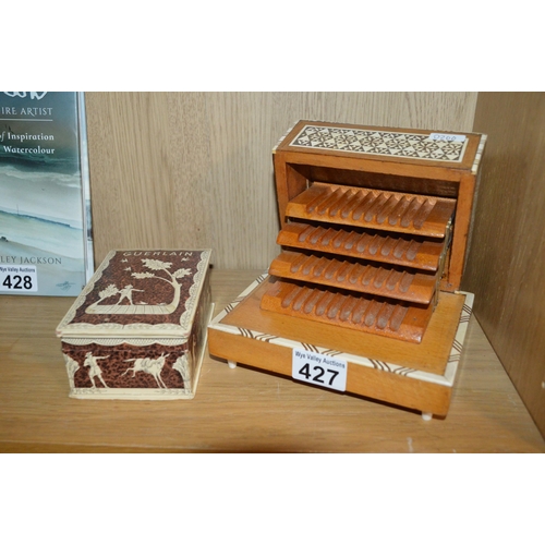 427 - 1 perfume box, 1 cigarette box