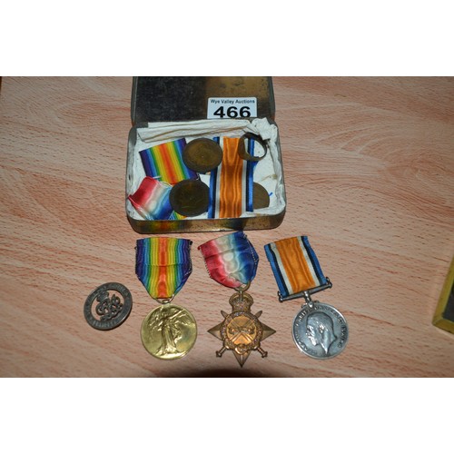 466 - set of WWI medals, Pte. T R Stiles