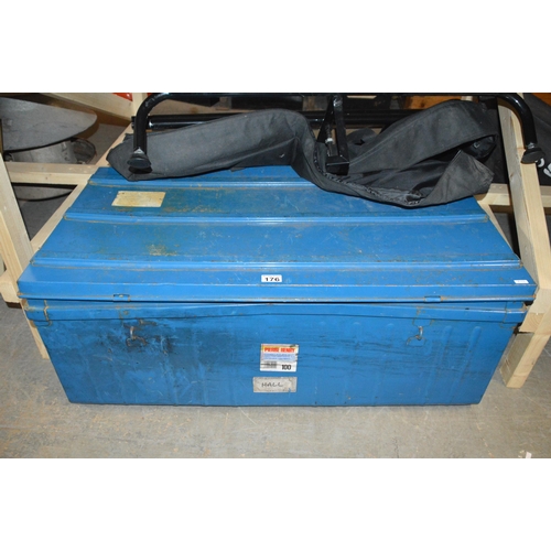 176 - blue metal tool trunk