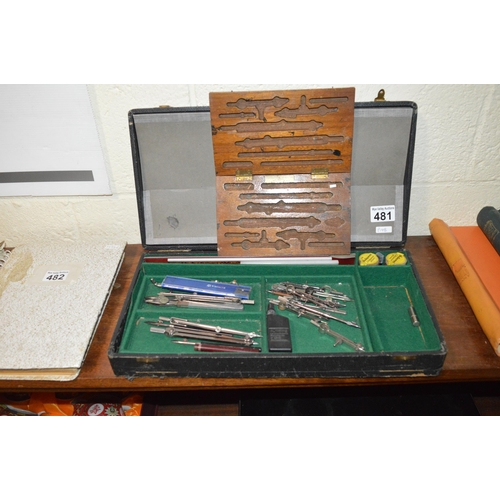 qty of drawing instruments & case