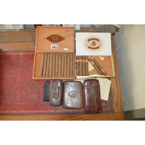 485 - qty of cigars, cases & cutter