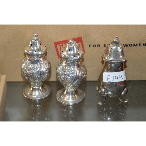 494 - 3 sterling silver pepperettes