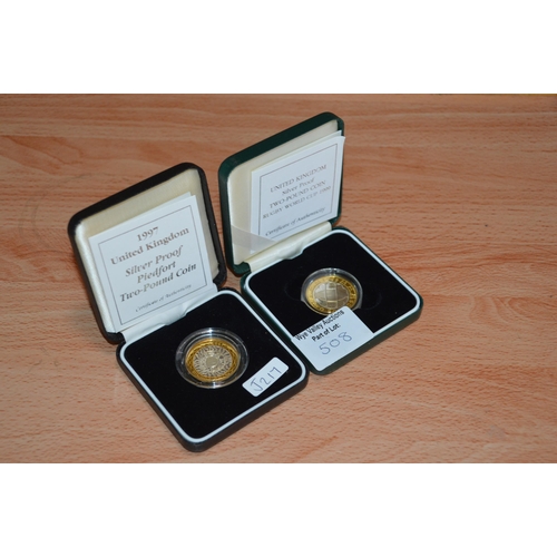 508 - 2 x £2 silver proof coins