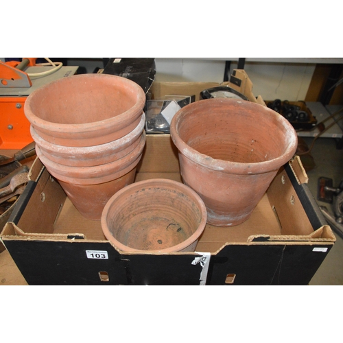 103 - box of terracotta pots