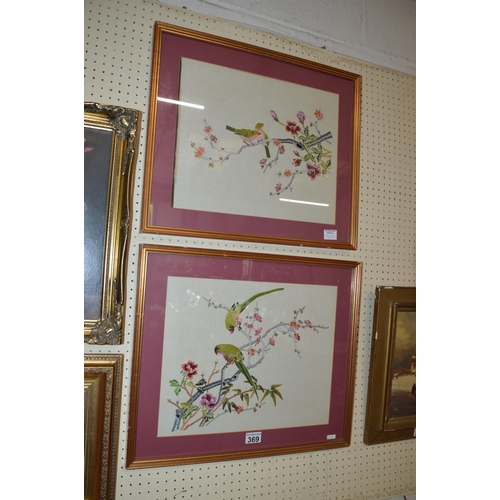 369 - 2 framed embroideries