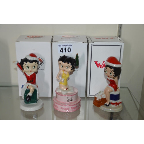 410 - 3 collectable betty boop figurines, by wade