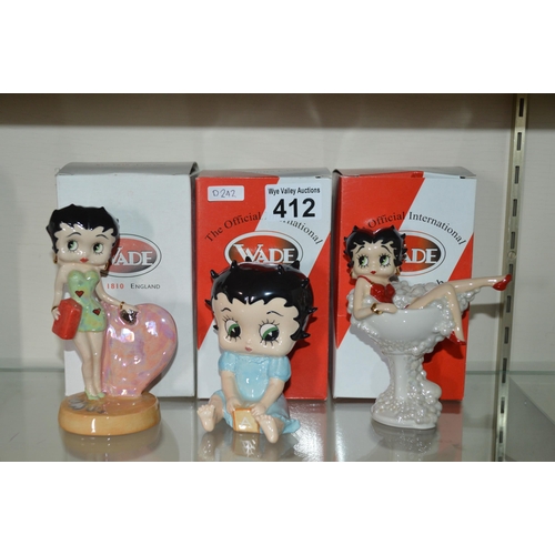 412 - 3 collectable betty boop figurines, by wade