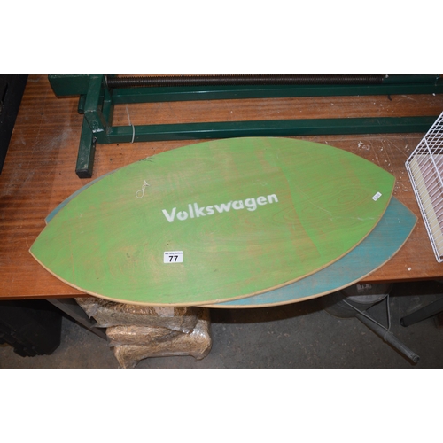 77 - two vw surfboard signs