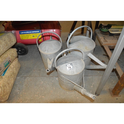 79 - 3 galvanized watering cans