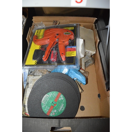 8 - box of cutting discs, tools etc.