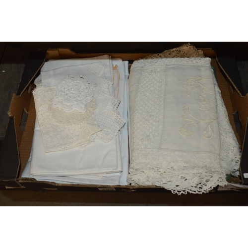 353 - box of table cloths etc.