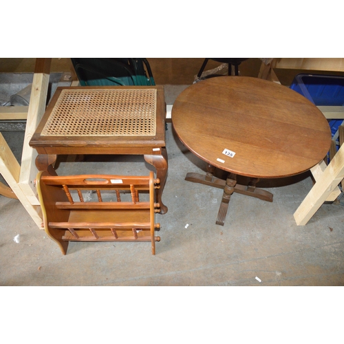 135 - table, stool & magazine rack