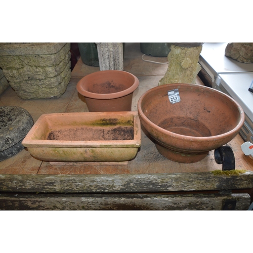 213 - 3 terracotta plant pots