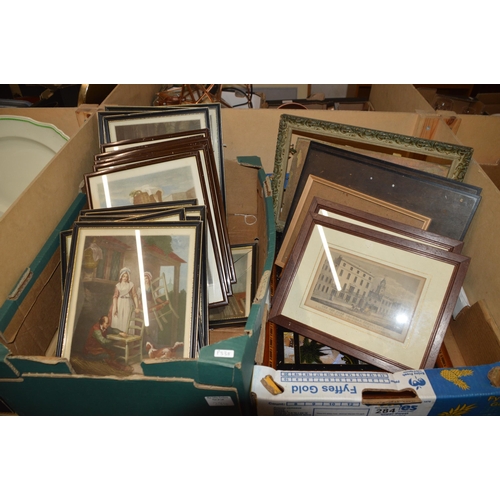 284 - 2 boxes of pictures & frames