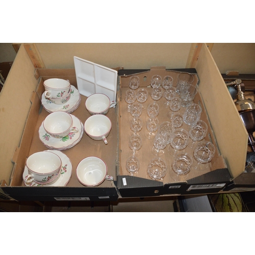 295 - 2 boxes of misc. china & glassware