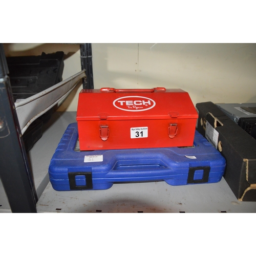 31 - tool box & screw box with contents