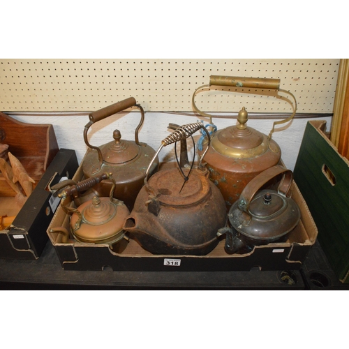 318 - box of vintage kettles