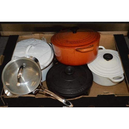 358 - qty of cooking pots, le creuset etc.