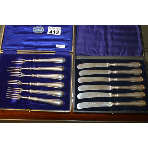 412 - 2 silver cutlery sets