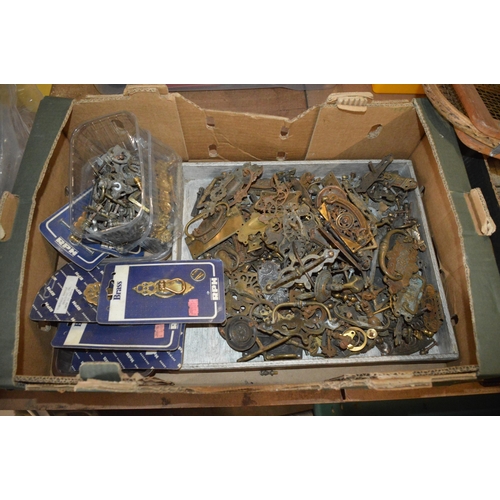 88 - box of metal hooks, handles etc.