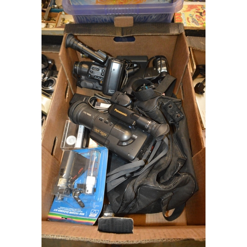 122 - box of video cameras etc.