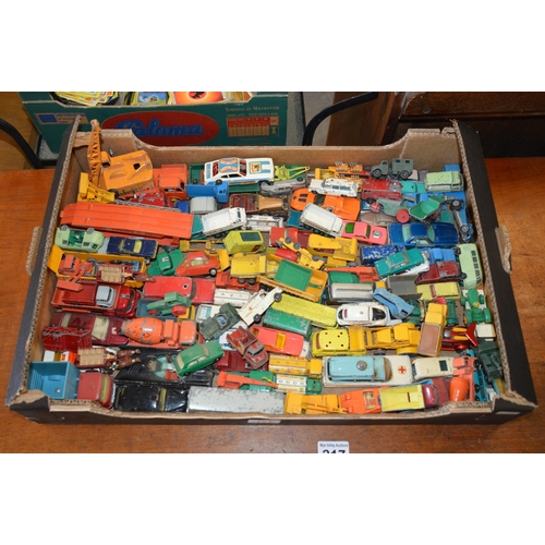 218 - box of vintage toy cars Dinky, Corgi etc.