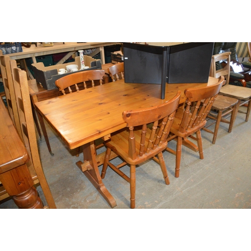 232 - pine dining table & 4 chairs