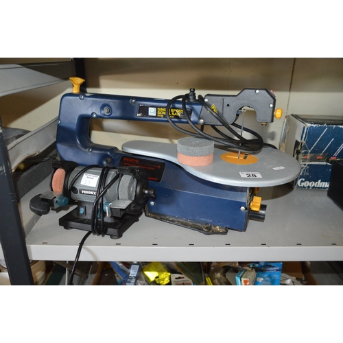 28 - scroll saw & bench grinder