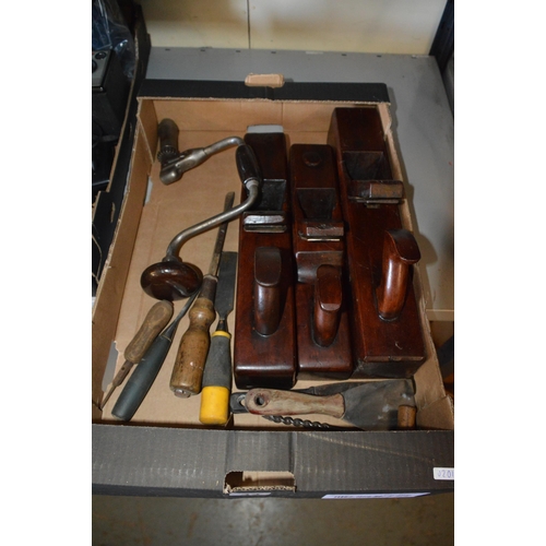 33 - box of wood planes etc.