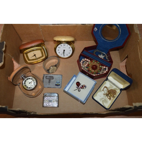 429 - box of jewellery & clocks