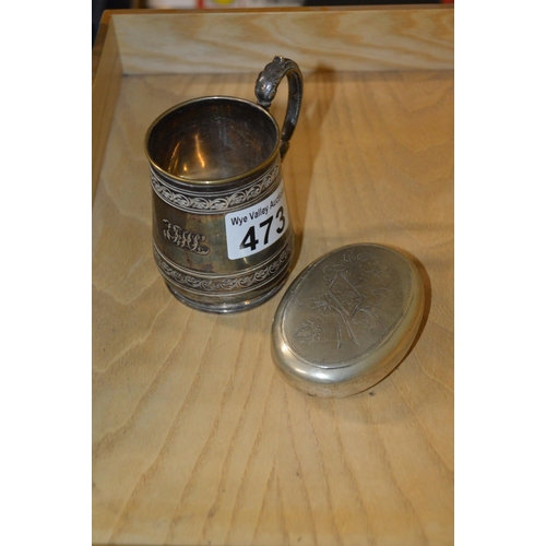 473 - small tankard & tobacco/snuff tin