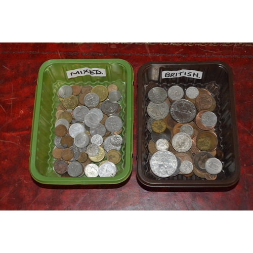 476 - 2 tubs of mixed & british coins