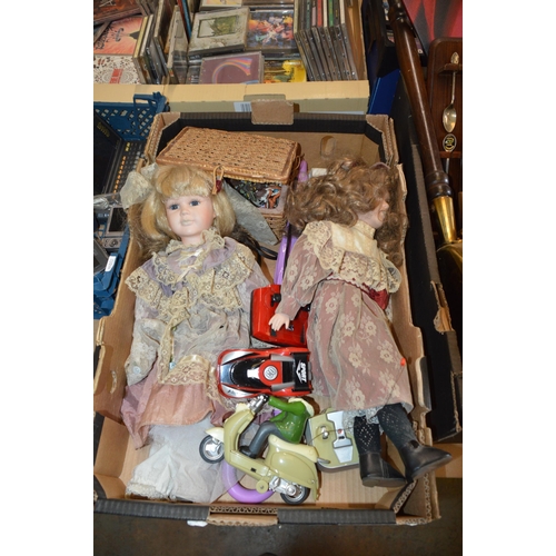 107 - box of vintage dolls etc.