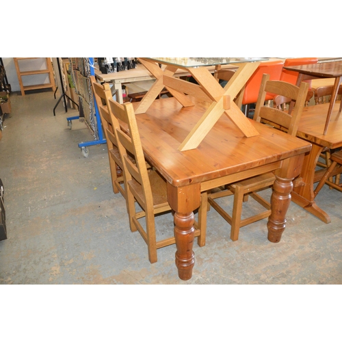 207 - pine dining table & 4 chairs