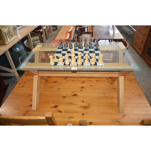 208 - glass chess table