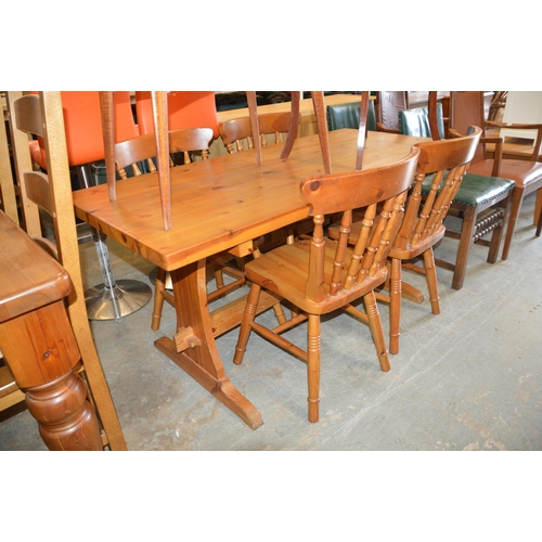 209 - pine dining table & 4 chairs