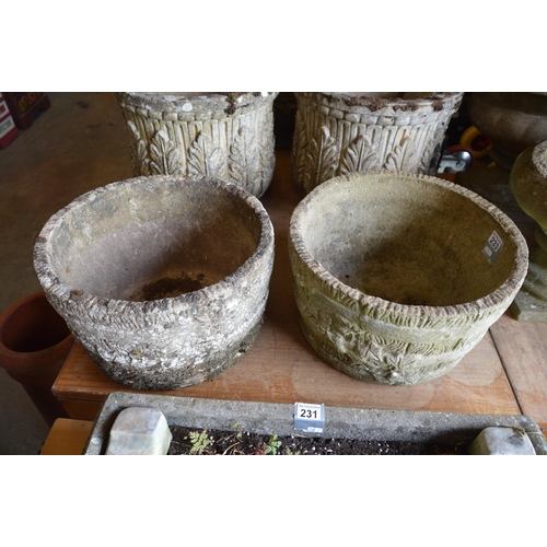 233 - 2 concrete planters