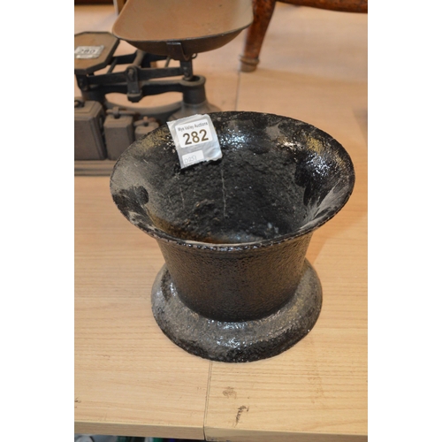 282 - large cast iron mortar