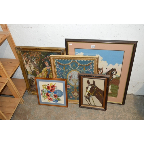 326 - qty of framed tapestries