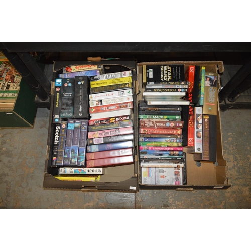 355 - 2 boxes of vhs & dvds